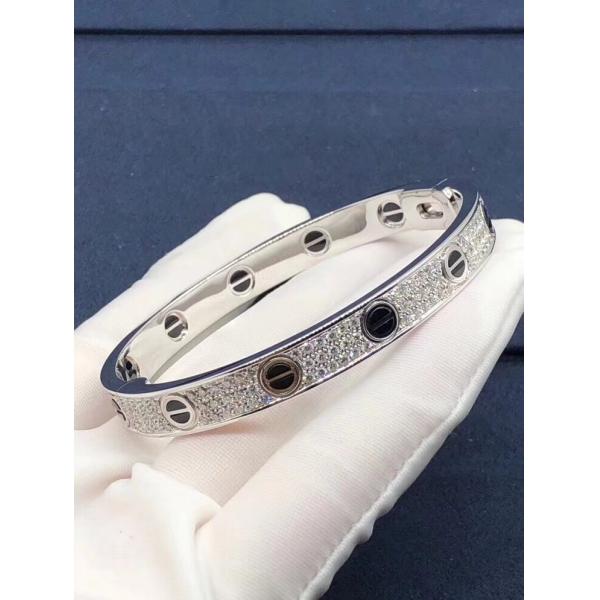Factory Custom Fine Jewelry 18k White Ogold LOVE Bracelet, Diamond-Paved, Ceramic Bracelet