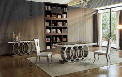Mesa de jantar superior de vidro preta L200xW100xH75cm das mesas de jantar modernas luxuosas pesadas da base