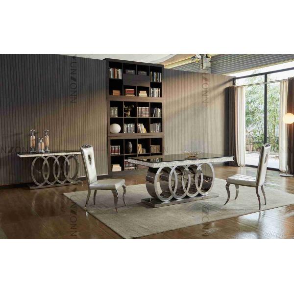 Heavy Base Luxury Modern Dining Tables Black Glass Top Dining Table L200xW100xH75cm