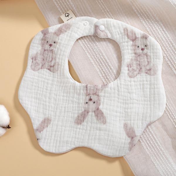Custom Print Washable Cute Cartoon Floral 100% Cotton New Born Baby Drool Bibs