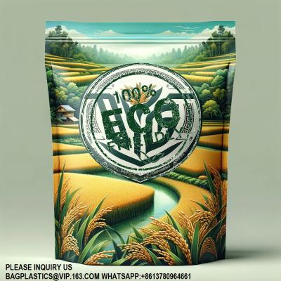 Custom 10kg 5KG Package Flat Bottom Rice Bag 10l Stand Up Rice Bag With Handy Handle