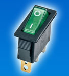 Kcd Series Green Rocker Switch , Home Colorful 3 Pin Rocker Switch PA66