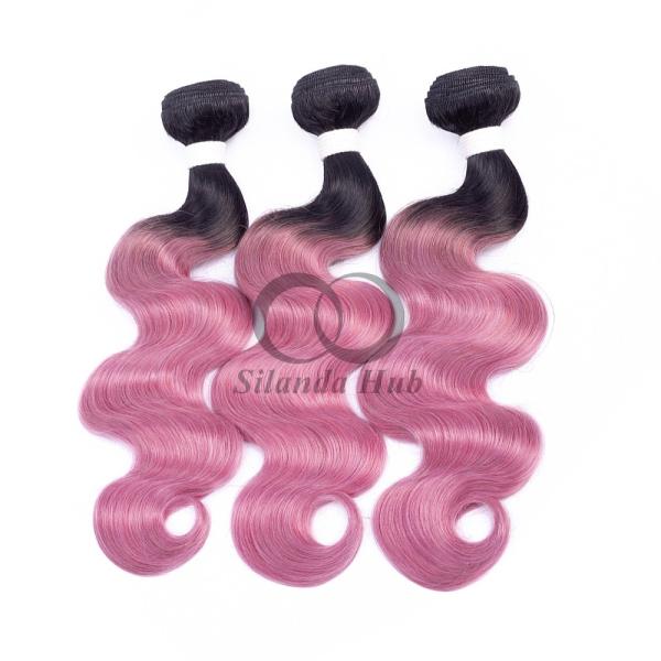 #T1B/Pink Body Wave Remy Human Hair Bundles Sew In Weave Bundles Brazilian Bundle Deals