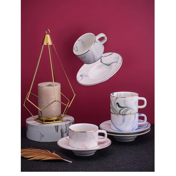 80ml Set Of 6 Nordic Marble Coffee Mugs Ceramic Tea Cups