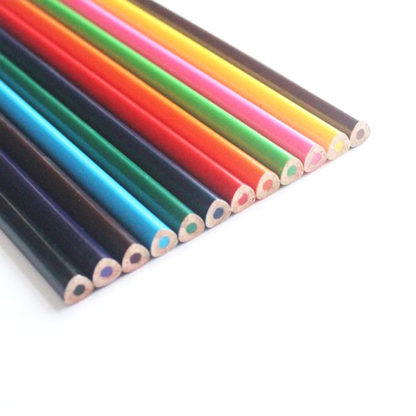 Hot sale factory price custom logo wooden round shape colour pencil set
