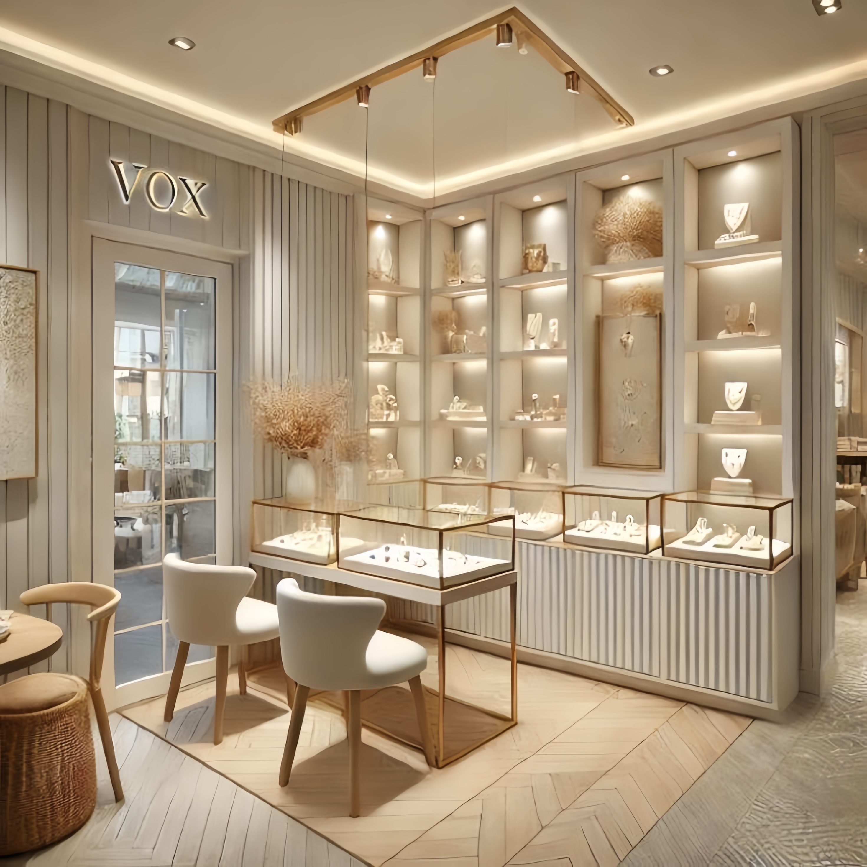 Commercial Wooden  Jewelry Showroom Tempered Glass Jewelry Showcase Display