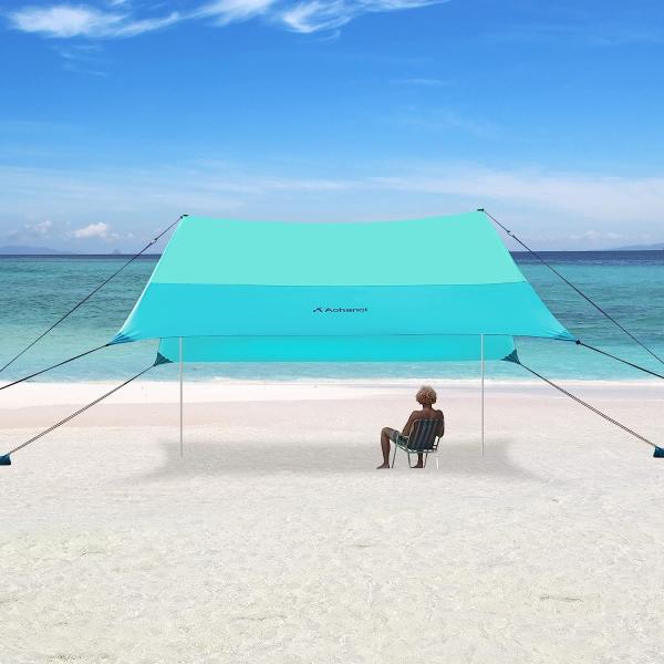 Outdoor Camping Beach Sunshade Sky Tent, Beach Canopy Tent Sun Shade, Gradient Beach Canopy, Stability Upgraded tent