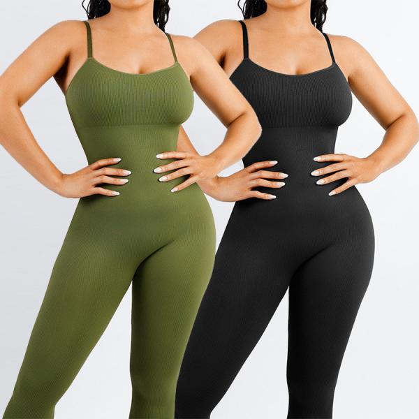 2023 One Piece Seamless Yoga Bodycon Jumpsuits Para Mulheres Elegante Jumpsuit Tecido de tricô