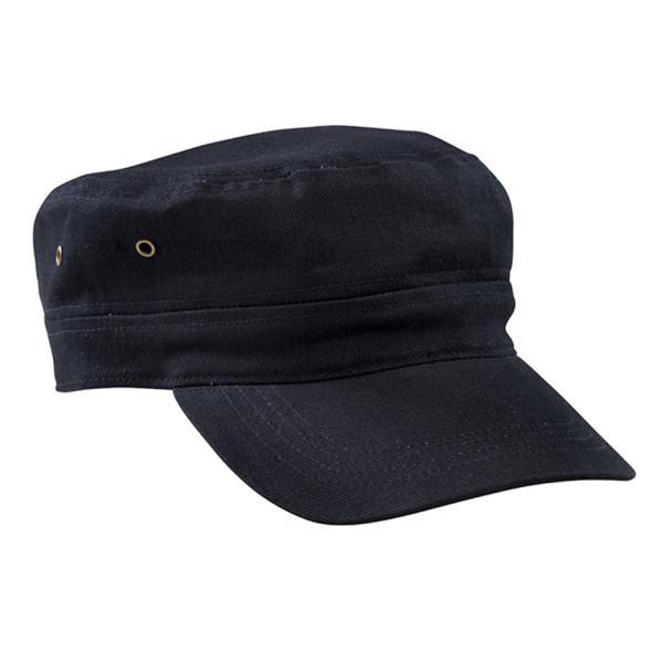 Distressed Metal Eyelets Flat Top Army Cap With Leather Buckle 52cm - 60cm