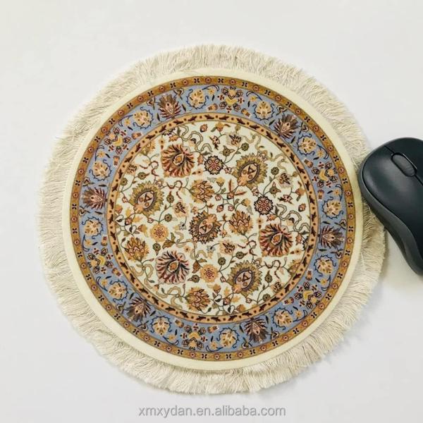 Rubber Mousepad 27x18cm Retro Style Carpet Pattern Table Cup Persian Rug Mice Pad