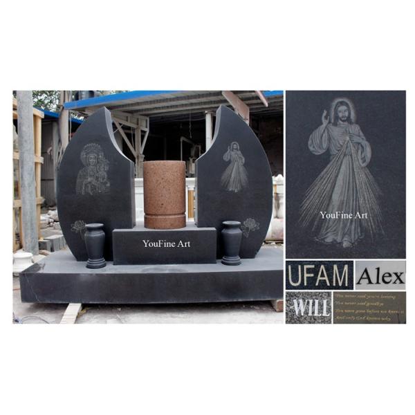 Hand Carved Marble Memorial Black Tombstones and Monuments for Sale