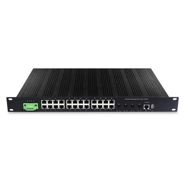 L3 Managed Industrial Ethernet Switch 4 10G SFP 24 1000Base-T(X) IEEE802.3af/at PoE+ Port
