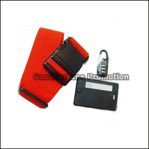 New Creative customed logo 3pcs set luggage belt cord rope code lock and luggage tag