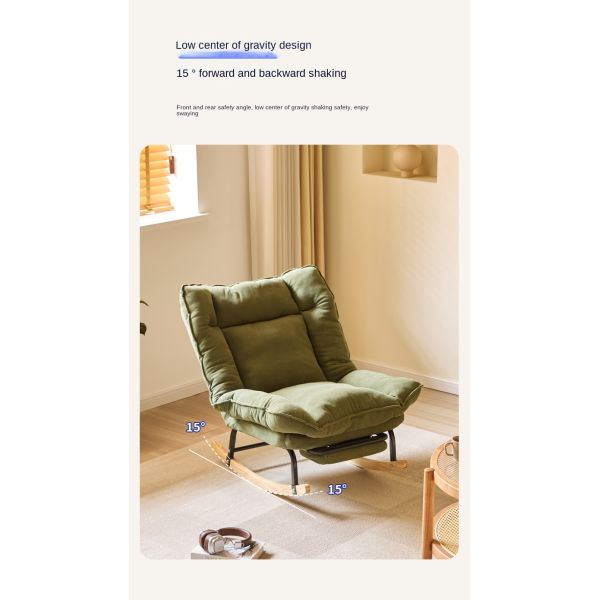 Modern Fabric & Metal Rocking Chaise Lounge Chair with Reclining Feature and Adjustable Footrest for Living Room Dining Areas