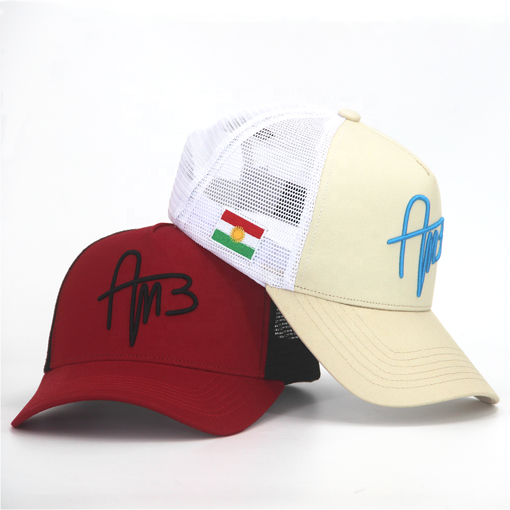 3D Embroidery Mesh Trucker Caps 100% Cotton Structured Customized