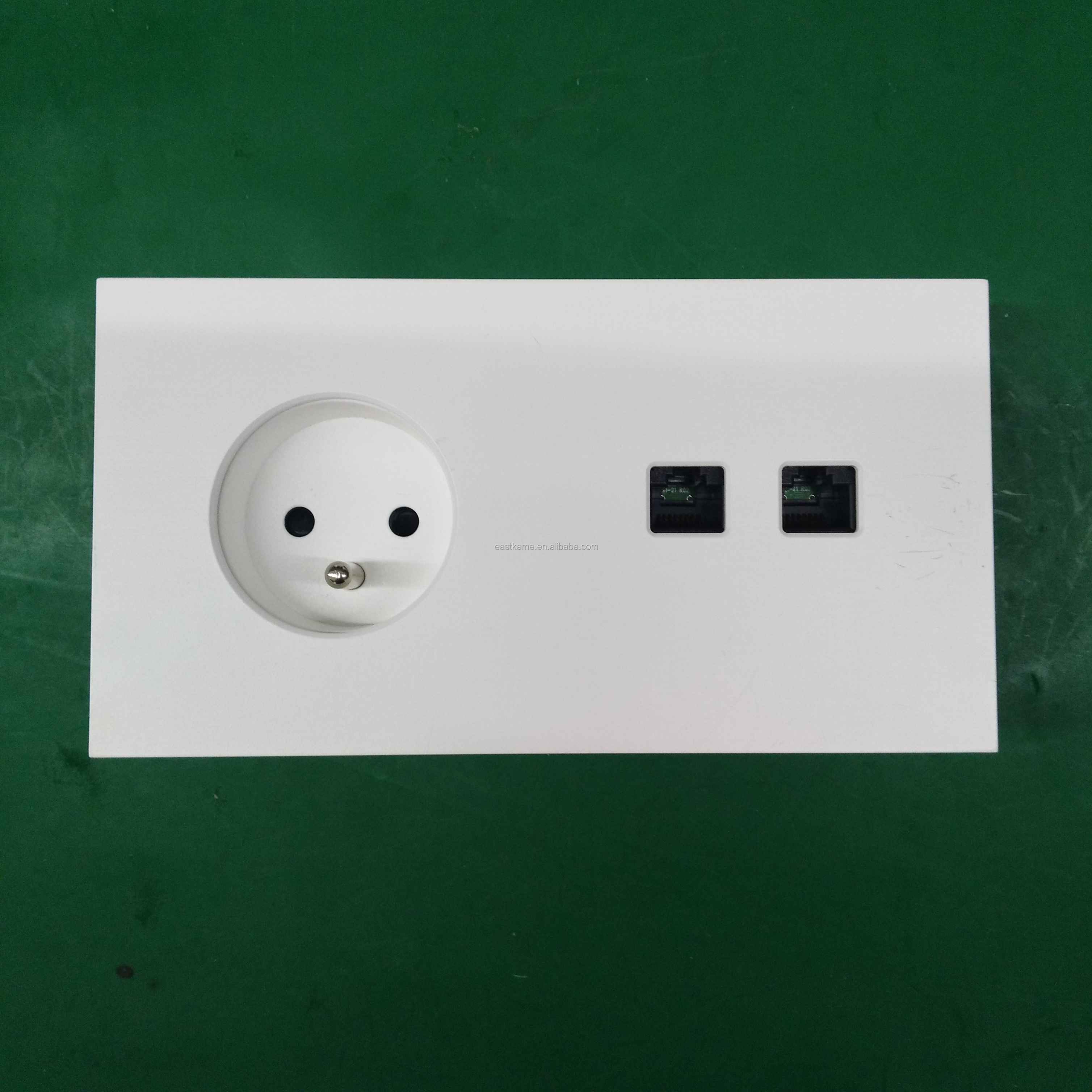 Double French or European Schuko Aluminum Wall Electrical Socket Power Outlets 16A Rated Current for Vimar or for Legrand Module