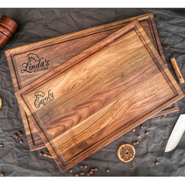 Customized Logo Acceptable 1.75 Thick Large Walnut Cutting Board with Juice Groove