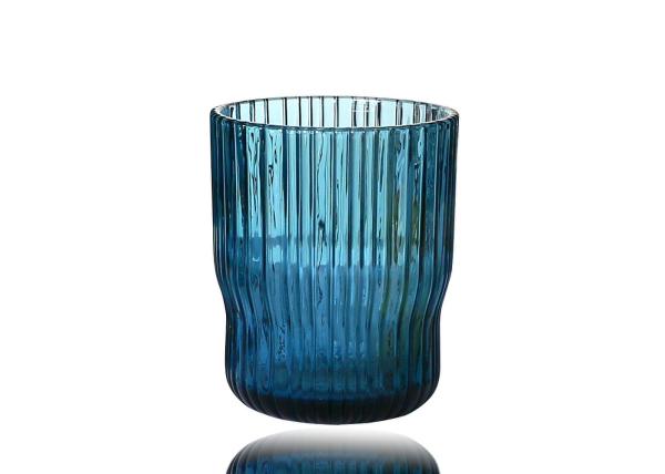 FDA Plain Stem Multi Colored Cut Crystal Wine Glasses Solid Ink Blue