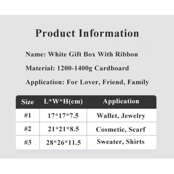 Rigid White Magnetic Cardboard Gift Boxes With Black Rim And Ribbon Bow