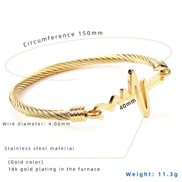 Stainless Steel ECG bracelet female 18k gold titanium steel inspirational heart rate bracelet Cable hand accessoriies