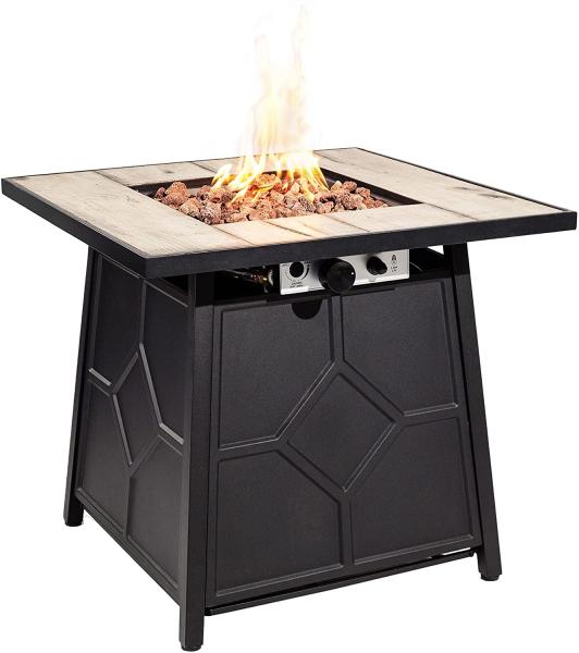 28'' Square 50,000 BTU Propane Square Fire Pit Outdoor Brazier Bench
