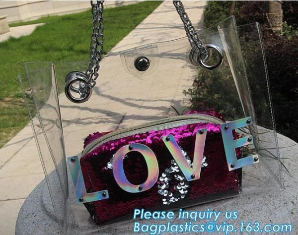 PVC material shoulder bags, women shoulder bag clear pvc crossbody bag, jelly shoulder tote bag, wallet, purse, bags, pa