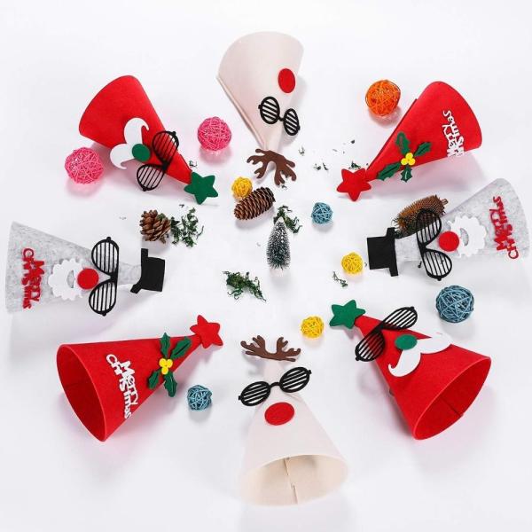 Handmade Felt Christmas Tree Ornaments , Christmas Gift Hat With Antlers