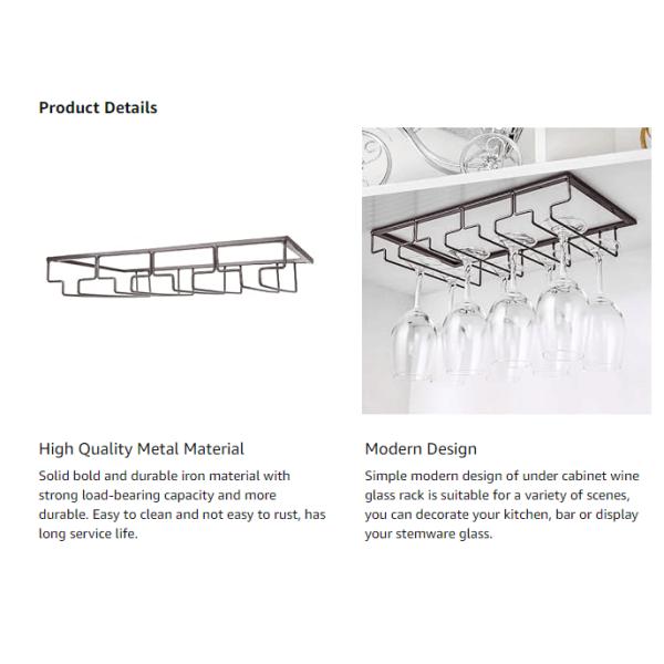 Кухонный винный стеклянный стеллаж под шкафчиком держатель стемворка Металлический висячий организатор для бара