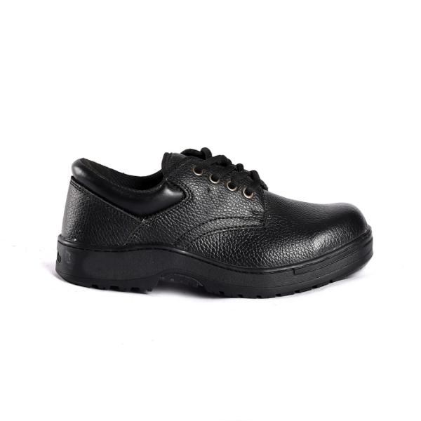 Black Lace up Leather Mesh Metal PU Sole Enhanced Protection Comfort EVA Brand Safety Shoes