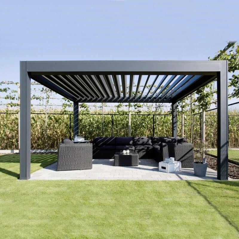 Пергола имитационного ландшафта сада леса Woodgrain алюминиевая Louvered с сенью