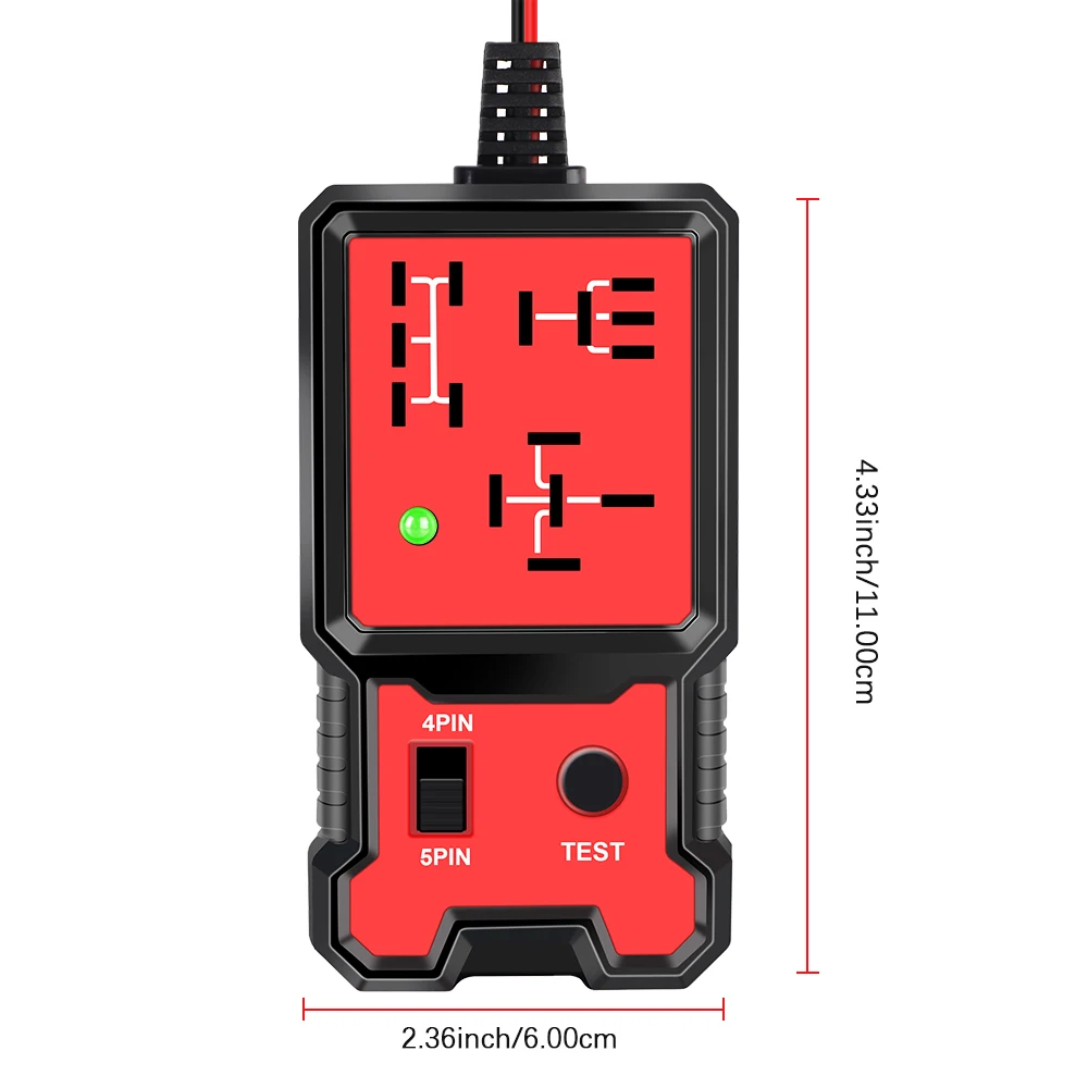 12V DC Automotive Relay Tester with 4-Pin/5-Pin Automatic Detection and LED Indicator for Car Circuit Diagnosis
