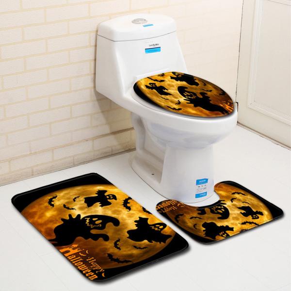 Absorvente da água grupo de Mat Halloween Toilet Lid Cover do banho de 3 partes