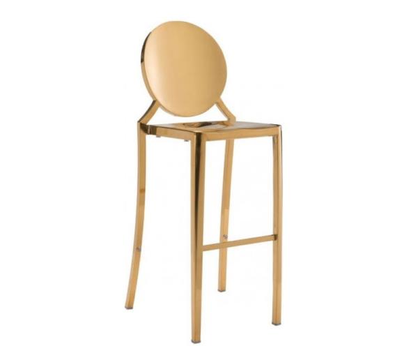 Hot sales Gold Stackable Stainless Steel frame Round back Armless Bar Chair Barstool