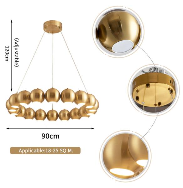 Round sphere led chandelier for living room bedroom table dining room hanging lamp(WH-MI-319)
