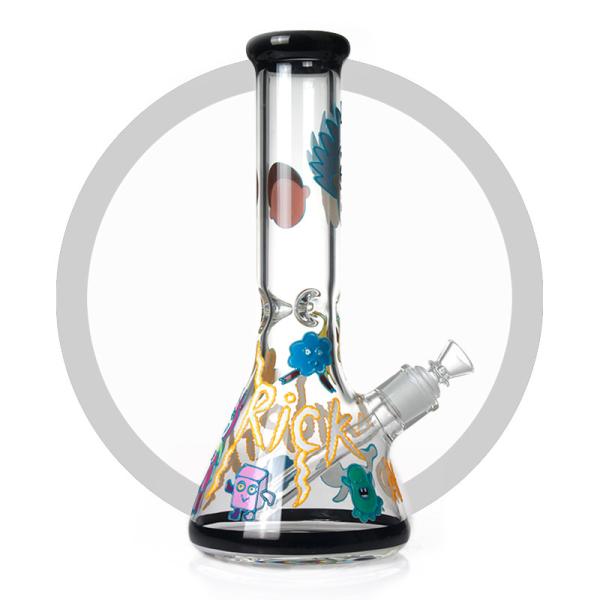 Rick And Morty Art Beaker Bong Night _ luminous Design Heady 7MM Glass Hookah Pipe