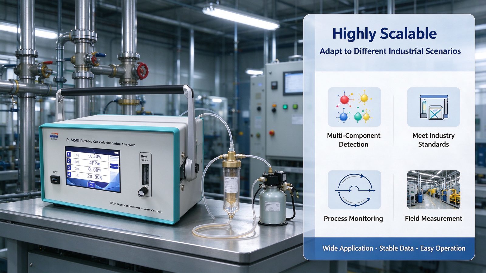 Metal Portable Multi Gas Analyzer Calorific Value Gas Analyzer For CO CO2 H2 O2 CH4