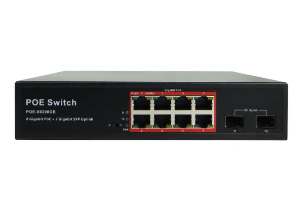Latest POE-S0208GB 8 Gigabit PoE & 2 Gigabit SFP IEEE802.3af/at PoE Switch (150W built-in power supply source)