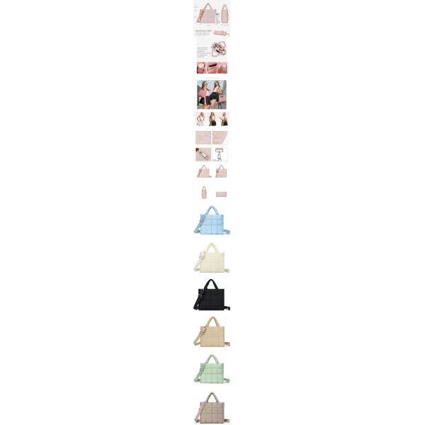 Quilted Cotton Crossbody Bag Lightweight Puffy Tote with Large Capacity Adjustable Shoulder Strap for Shoulder Carry