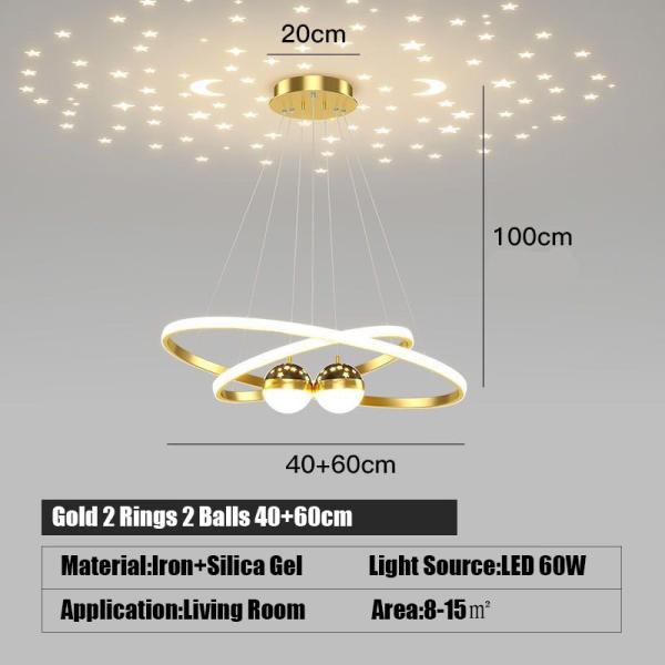 3 KG Modern Nordic Starry Sky Living Room Pendant Light with Light Drawing and Design