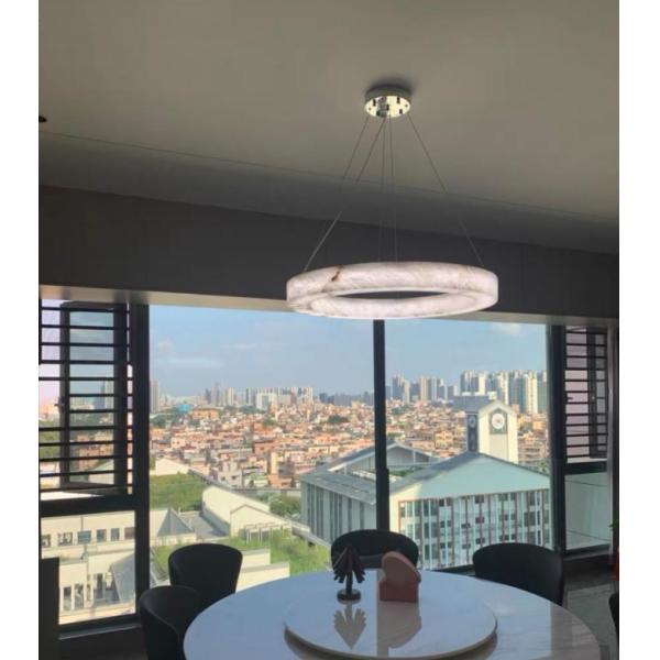 Скандинавский современный кольцо испанский алабастр камень латунь подвесная лампа люстра для гостиной