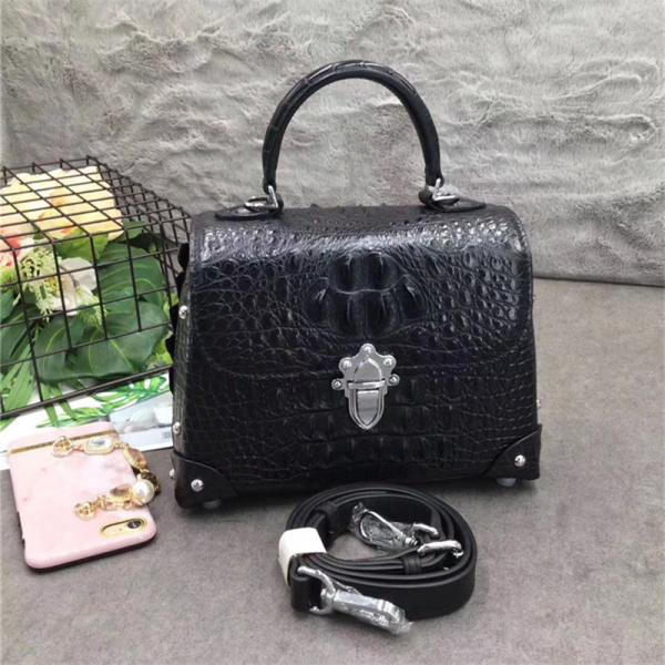 Fashion Designer Genuine Crocodile Skin Female Small Purse Studs Handbag Exotic Alligator Leather Lady Shoulder Bag