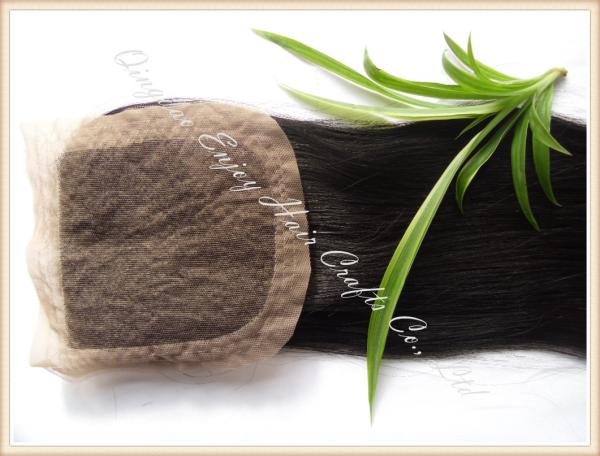 Silk top closure 4''x4'' peruvian virgin hair natural color,straight 10''-24''middle part
