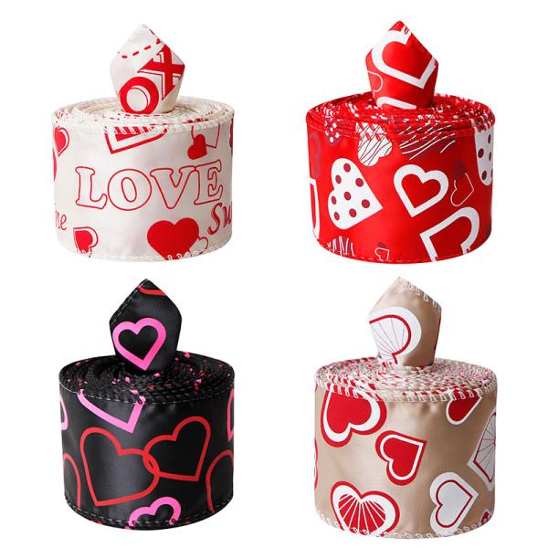 Valentine's Day Printed Burlap Ribbon 2.5 Inch Width for DIY Floral Arrangements