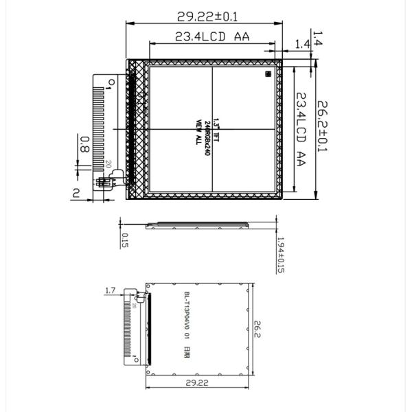 1.3 дюймовый LCD дисплей 240*240 разрешение 8080 8-битный параллельный интерфейс MCU, управляющий IC ST7789V