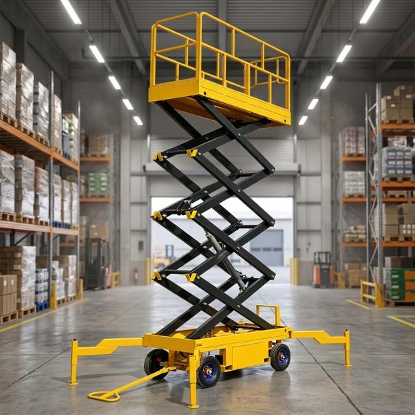 Mobile Scissor Lift with Folding Legs Two Ton Heavy Capacity Structural Installation Platform