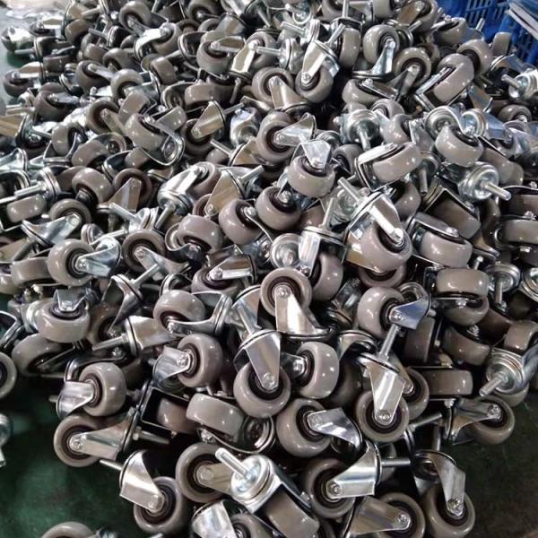 Small Trolley Wheels Soft PP Core PVC Casters 2 Threaded Stem Swivel Castors