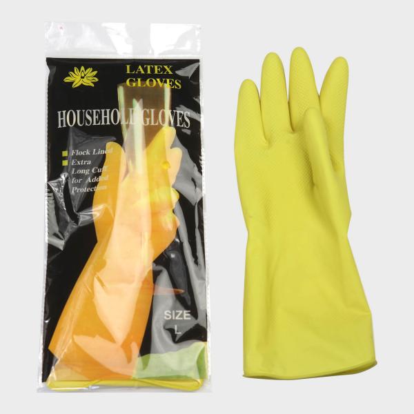 OEM L 60g Dip Flock Lined Household Cleaning Gloves Latex Gloves