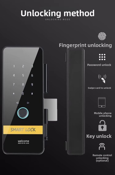スマートロック オフィス ガラス ドア ロック カメラ 指紋 パスワード スマートロック