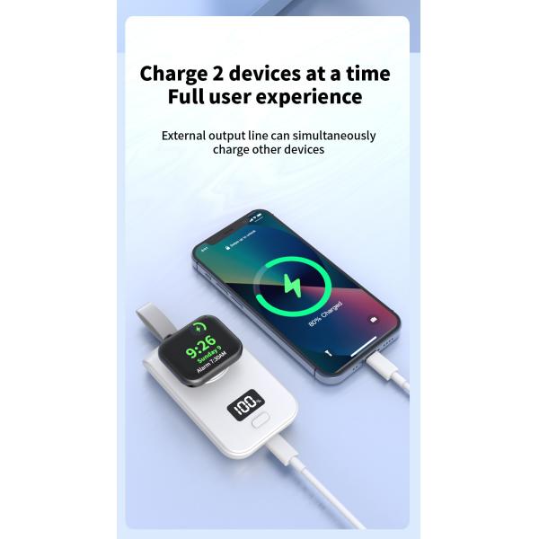 Беспроводный зарядный блок для iPhone и iWatch 2500mAh 98*22*145мм