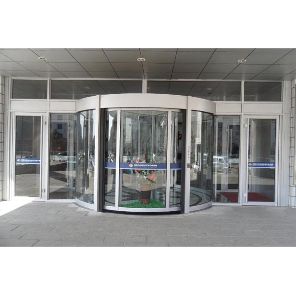 Security glass 2 wing golden automatic revolving door Of aluminium frame